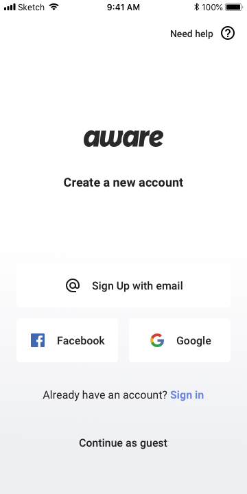 Sign-in screen