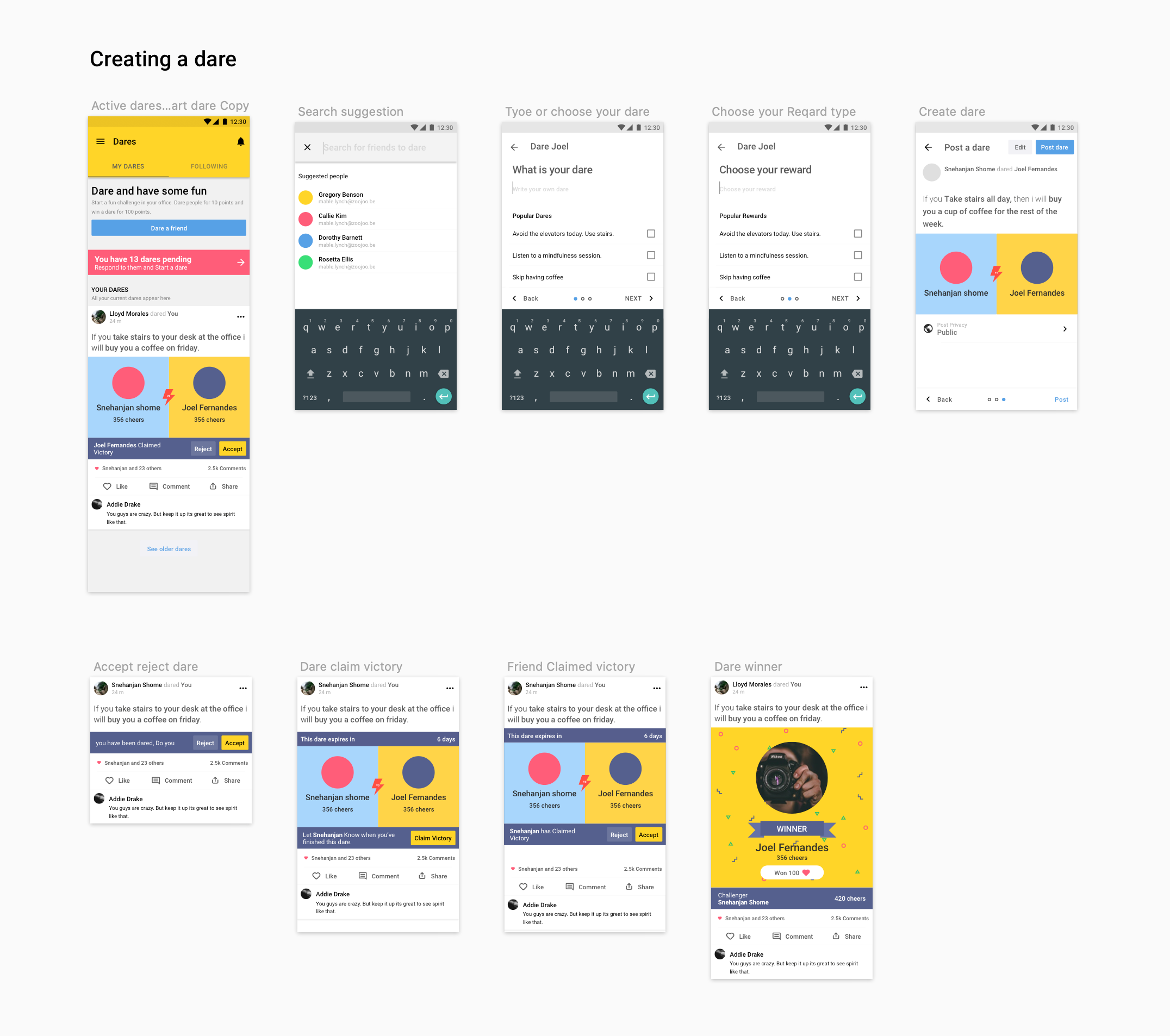 Dare creation flow